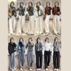Pantalones Casuales Zedaijiayi Refinados Cómodos de Cintura Media de Seda Cachemir Micro-Arco para Figuras Menudas, Pantalones de Lana Estrechos Curvos