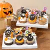 Decoração de Cupcake Monstrinho Halloween 2025 Plug-In Abóbora Engraçada Fantasma Olhos de Biscoito Contas de Açúcar Vestir