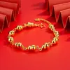 Mismo Estilo que el Usado en Joyerías, Estilo Antiguo Oro Arena Tres Vidas Tres Mundos Flor de Melocotón Floreciente Collar, Cadena Integrada, Serie de Bodas