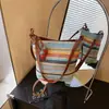 Bolsa de Tecido com Design de Nicho para Comércio Exterior para Mulheres Verão 2025 Nova Moda Bolsa de Ombro Transversal Tipo Balde para Férias na Praia