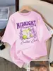 Camiseta de Diseño Club de Cócteles Margarita de Medianoche Cuello Redondo Holgada Manga Corta Moda Algodón Superior Casual Verano Mujer