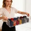 Caixa de Cinto de Acrílico Transparente com Múltiplos Compartimentos, Gaveta Empilhável para Guarda-Roupa, Caixa de Armazenamento de Cintos para Casa, Exibidor de Joias