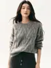 Colección Otoño 2026: Suéter de punto trenzado con cuello redondo de cachemira para mujer, corte holgado, estilo relajado, capa base