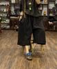 Verão Novo 2025 Calça de Linho Tingida em Fio Artística Solta Linha Fina Levemente Enrugada Calça Midi Retrô Emagrecimento Personalidade