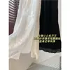 Elegancia estilo francés, bordado elaborado, corte recto favorecedor, cintura elástica, bajo con abertura, falda blanca y negra para mujer