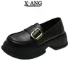 Mocassins de Couro Genuíno para Mulheres, Novo Estilo Primavera 2026 Sapatos Slip-On, Sapatos Mary Jane de Sola Grossa, Sapatos Pequenos de Couro Estilo Britânico
