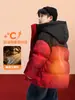 Ropa Infantil Zuoxi Chaqueta de Plumas Roja para Niños Invierno Engrosada Atuendo de Año Nuevo 2026 Nuevo Modelo Abrigo con Capucha para Niños de Año Nuevo