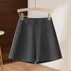 Pantalones cortos de lana de alta gama para mujer, otoño e invierno, nuevo estilo popular, cintura alta, petite, moda, ropa exterior, línea A, pierna ancha, bootcut, moderno