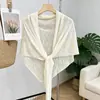 Xale Estilo Coreano para Mulheres 2026 Novo Modelo Scarf Triângulo de Seda de Gelo e Linho Proteção Solar de Verão Cachecol de Tricô Xale Cheongsam