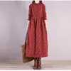 Vestido longo de fleece novo para a primavera de 2024, feminino, casual, solto, com estampa floral pequena, cintura marcada, com cadarço, manga longa, vestido base