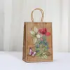 Bolsa de Compras Retro de Papel Kraft Bolso Floral Impreso Bolsa para Empaque de Fiesta Bolsa de Dulces para Centro Comercial Bolsa para Llevar al por Mayor