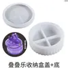 Juguete de apilamiento de resina y yeso DIY Amapola Caja de almacenamiento redonda rayada Frasco de almacenamiento simple de varias capas Molde de silicona