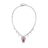 Oso de Peluche Corazón Gota de Agua de Zircón Collar de Perlas Cadena de Suéter Exquisita Cruz Europea y Americana Estilo Lindo Accesorio de Nicho