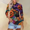 Novo Modelo 2026 para Plataformas de E-commerce Independentes, Amazon Transfronteiriço Estilo Europeu Casual Americano Camisa Polo MB14 de Manga Longa com Botões Halloween