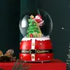 Caixa de música de bola de cristal de Natal com luzes coloridas e neve automática, um item decorativo para vitrines de shoppings, e um presente