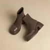 Botas de plataforma estilo coreano para mulheres, design versátil de bico redondo, botas de corte justo, nova coleção de outono de 2026, de salto alto, elásticas e estilosas
