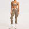 Traje de Yoga Cruzado de Color Contrastante Transfronterizo de Cintura Alta Ajustado Sin Espalda Traje Deportivo Nude para Correr Fitness Yoga para Mujer