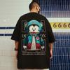 Camiseta Hip-Hop Urso Solta Manga Curta 2026 Tendência Europeia e Americana Tamanho Grande Masculino Estilo Hong Kong Tamanho Grande Gola Redonda Manga Meia