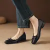 Diseño Silencioso y Elegante~ Lazo Piel de Vaca Primavera 2026 Tacón Bajo Plisado Punta Cuadrada Piel Genuina Boca Baja Zapatos de Mujer