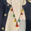 2025 Collar de Manzana Roja de Dibujos Animados con Frijol de Chocolate de Colores Cadena para Clavícula Trenzada Versátil Lindo de Nicho para Mujeres Exquisito