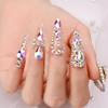 Pedras Strass Brilhantes em Formato de Gota com Base Plana Tendência para Nail Art, Conjunto Misto de Pedras de Vidro Strass Retangulares de Cristal Irregulares Grandes de Luxo Caixa