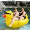 Nuevo Producto Transfronterizo Inflable Pato Amarillo Grande Montura Cama Flotante para Agua Silla Lounge para Nadar Utilería para Fotos de Adultos Gafas de Sol Pato Fila Flotante