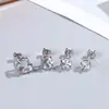 Conjunto de brincos em aço inoxidável 316L com quatro garras, zircônia redonda 3A, unissex, brincos de luxo leve com tarraxas redondas de rosca