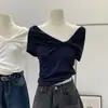 Estilo Francés Chic Diseño de Lazo Sentido de Diseño Camiseta de Manga Corta Suave para Mujer Verano 2024 Nueva Llegada Carteau Camisa Corta Estilo Occidental Corto