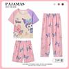Pijama de Tres Piezas para Niñas 2025 Nuevo Verano Delgado Manga Corta Pantalones Niña Primavera y Otoño Ropa de Hogar