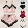 Roupas Íntimas Sensuais de Renda Europeias e Americanas Transfronteiriças Shorts com Suspensório Conjunto Erótico Renda com Suspensório Conjunto para Casa