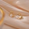 Aretes de Perlas de Amor Huecas de Plata Esterlina S925 para Mujer Diseño Simple de Nicho Lujo Ligero Aretes de Corazón Aretes de Corazón Femeninos
