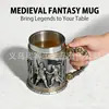 Taza de Cerveza de Relieve Tridimensional de Caballero Duelo Estilo Steampunk Transfronterizo Taza de Cerveza Gótica Medieval de Acero Inoxidable