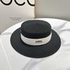 Moda Copa Plana Sombrero de Paja Transpirable Protector Solar Sombrero de Copa Tendencia para Mujer Sesión de Fotos Callejera Estilo Vacacional Sombrero de Paja Elegante Sombrero Parasol