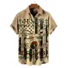 Camisa de Manga Corta con Estampado Digital Estilo Hawaiano para Vacaciones, Nueva Moda Tendencia Europea y Americana para Hombre