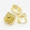 Brilhante Flor de Gelo Cortada Amarelo Claro Ouro Quadrado Chanfrado Pedra Branca Pedra Nua Artificial Diamante Sintético Zircônia