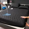 Nueva Sábana Bajera Impermeable Ajustada con Patrón de Diamantes Curvados, Apta para la Piel, Cubre Cama de una Pieza de Color Sólido, Juego de Tejido Cepillado, Protector, Venta al por Mayor Transfronteriza