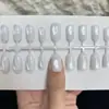 Gato Ojo de Luna Blanca Uñas Portátiles Chica del Agua Pequeñas Frescas Uñas Postizas Piezas de Uñas Terminadas Uñas Pre-hechas Hechas a Mano