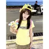 Camiseta Curta Casual de Verão Estilo Coreano de Alta Qualidade para o Dia a Dia Nicho Gola Redonda Slim Fit Estilo Garota Quente Pura Desejo Top Chique para Mulheres