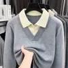 Suéter tejido casual de estilo americano para hombre de otoño e invierno, moderno, de corte holgado, elegante, atractivo, top básico versátil