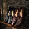 Mocasines de Cuero Genuino para Mujer, Zapatos Planos de Cuero Envejecido, Nuevo Estilo Otoño, Cuero Genuino, Zapatos Planos de Cuero Suave Envejecido de Caña Media para Mujer