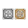 Botões de Metal Flor de Cristal Quadrados Vazados de Luxo Leve, Botões Decorativos para Suéter e Casaco de Alta Classe Costurados à Mão, Botões de Diamante de Alta Classe