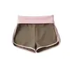 Shorts ajustados de cintura alta de doble capa para chica picante americana, para mujer, verano, nuevos, deportivos, yoga, fitness, bloques de color, ribete, shorts calientes