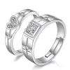 Anillos de Pareja, Anillos a Juego para Hombre y Mujer, Simples y Elegantes, Anillos Abiertos de Diamante Corona Estilo Coreano, Anillos de Diamantes para Boda y Propuesta