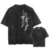 Camiseta Lavada de Manga Curta para Casal Animação Secundária Solo Leveling Eu Subo Exportação Transfronteiriça Sozinho