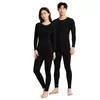 Conjunto de ropa interior térmica de cuello redondo de cachemira de modal y seda para hombres y mujeres, top y pantalones gruesos de otoño, ropa cálida ligera Meiyabi para invierno