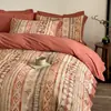 Juego de Cuatro Piezas de Algodón Cepillado Clase A Algodón Puro Estilo Retro Francés Pastoral de Rosas 1.8m 2m Ropa de Cama Corazón de Niña