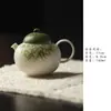 Tetera de Cerámica Margarita Verde Claro Pintada a Mano para Uso Personal con Filtro, Tetera para Juego de Té Kung Fu