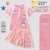Maiô infantil de desenho animado Little Eight para meninas, conjunto de duas peças, vestido de natação de verão com proteção solar de secagem rápida para bebês
