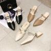 Sandálias Baotou para Mulheres, Uso Externo de Verão, Elegantes com Saias, Salto Grosso, Bico Fino, Meia-Sandálias, Sapatos de Salto Alto