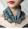 Venta al por mayor de fábrica bufanda decorativa linda con estampado bufanda pequeña de seda primavera y verano encaje fino colgante bufanda de seda